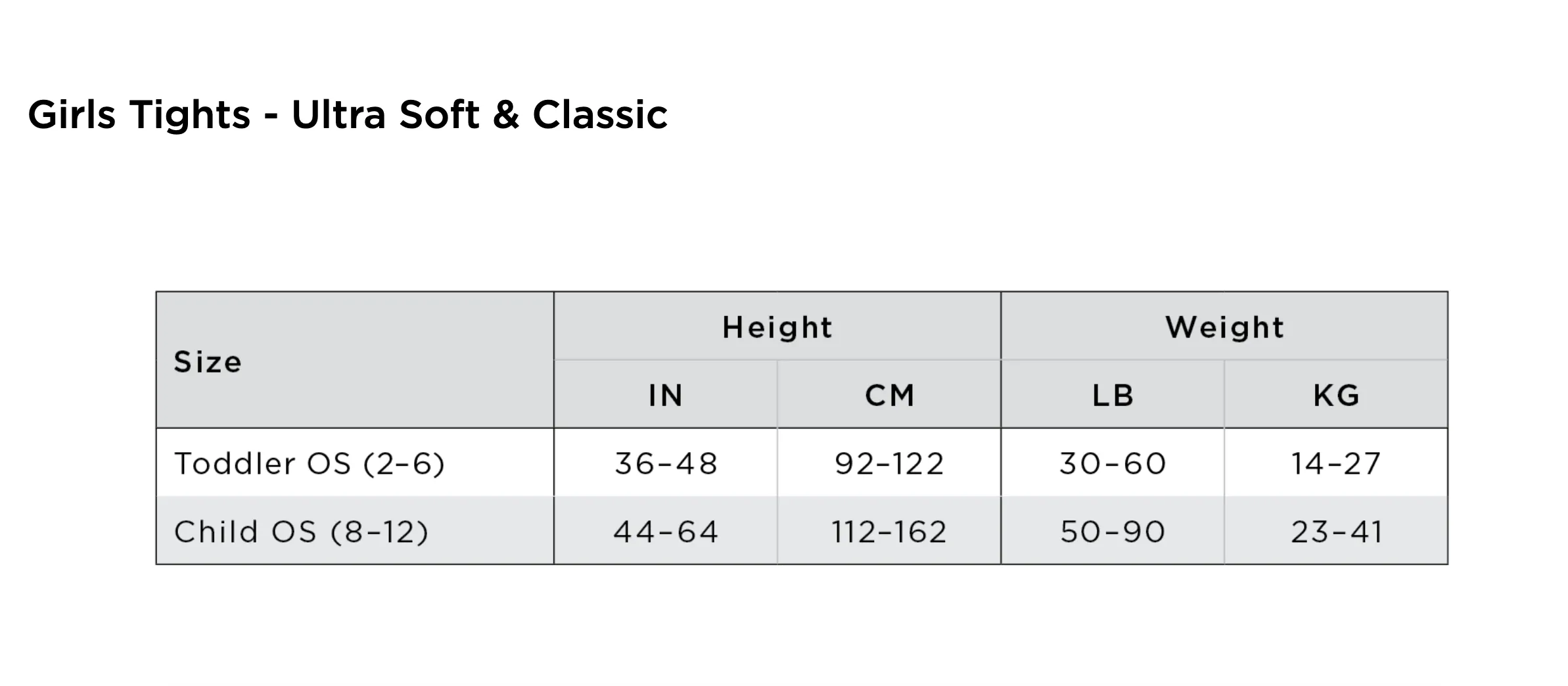 1916C Ultra Soft Transition Tight - Child