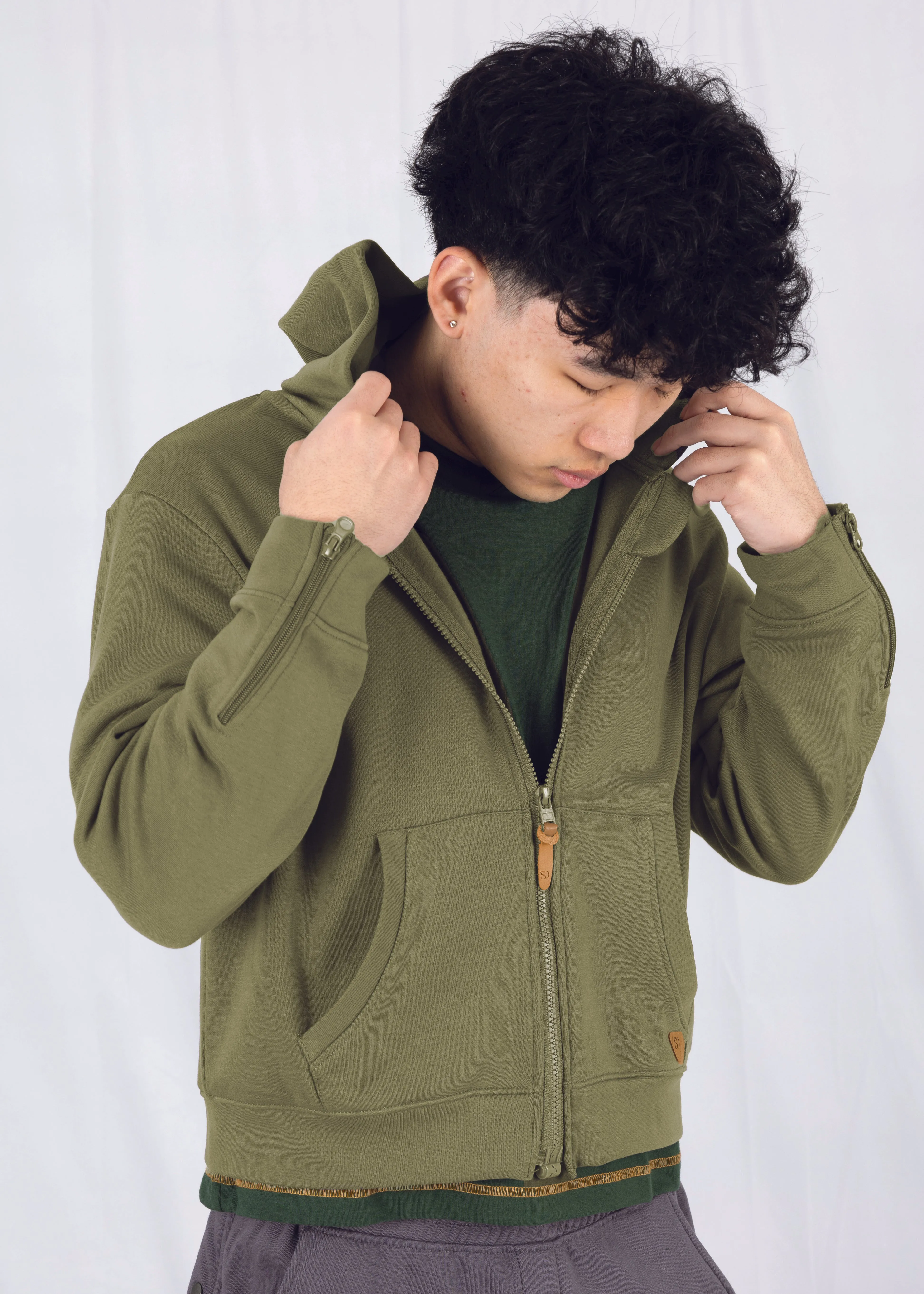 Adaptive Kids Hoodie: Front Magnetic Zipper and Easy-Undressing Sleeves