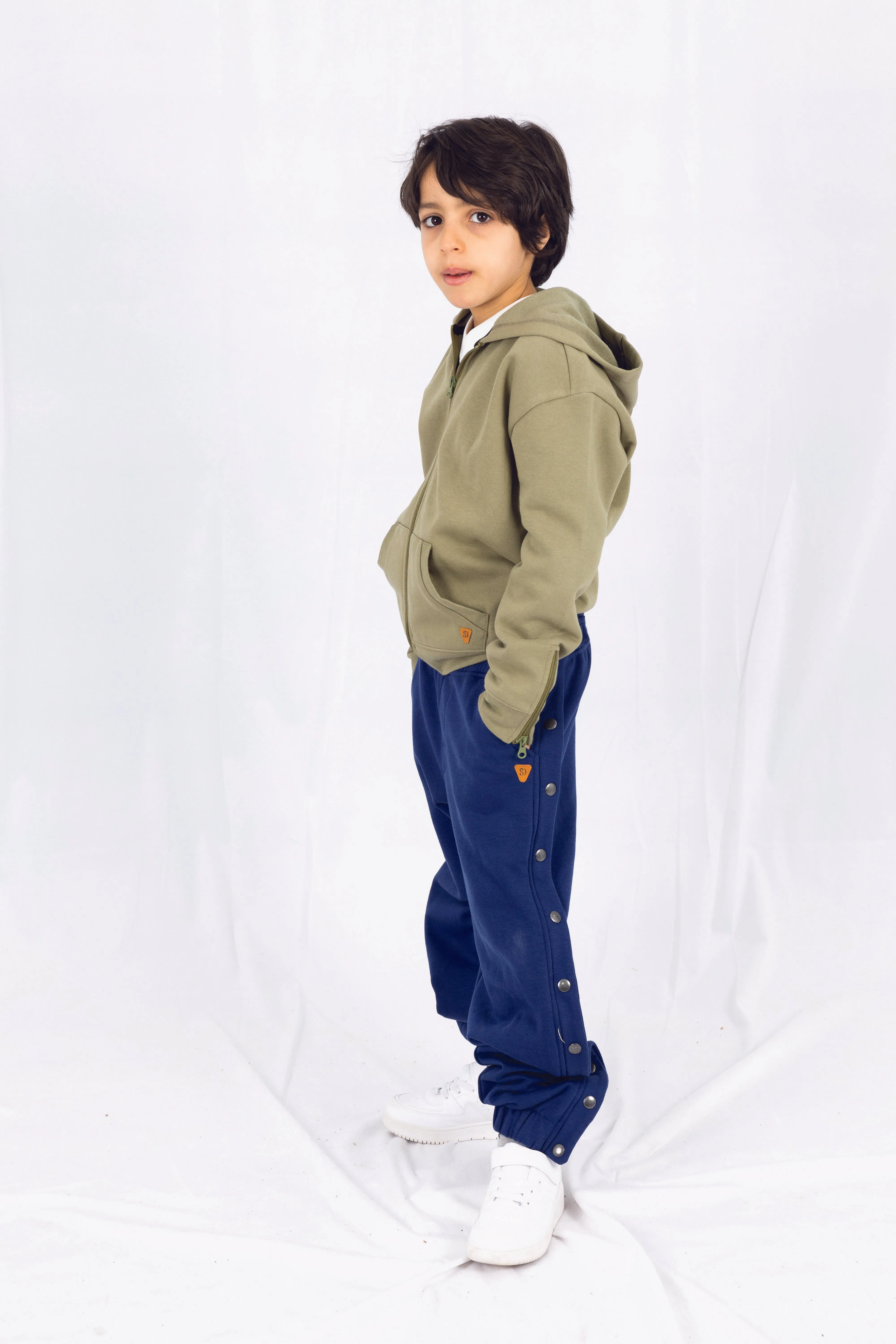 Adaptive Kids Hoodie: Front Magnetic Zipper and Easy-Undressing Sleeves