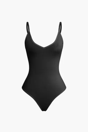 Basic Braided Tie V-neck Cami Bodysuit