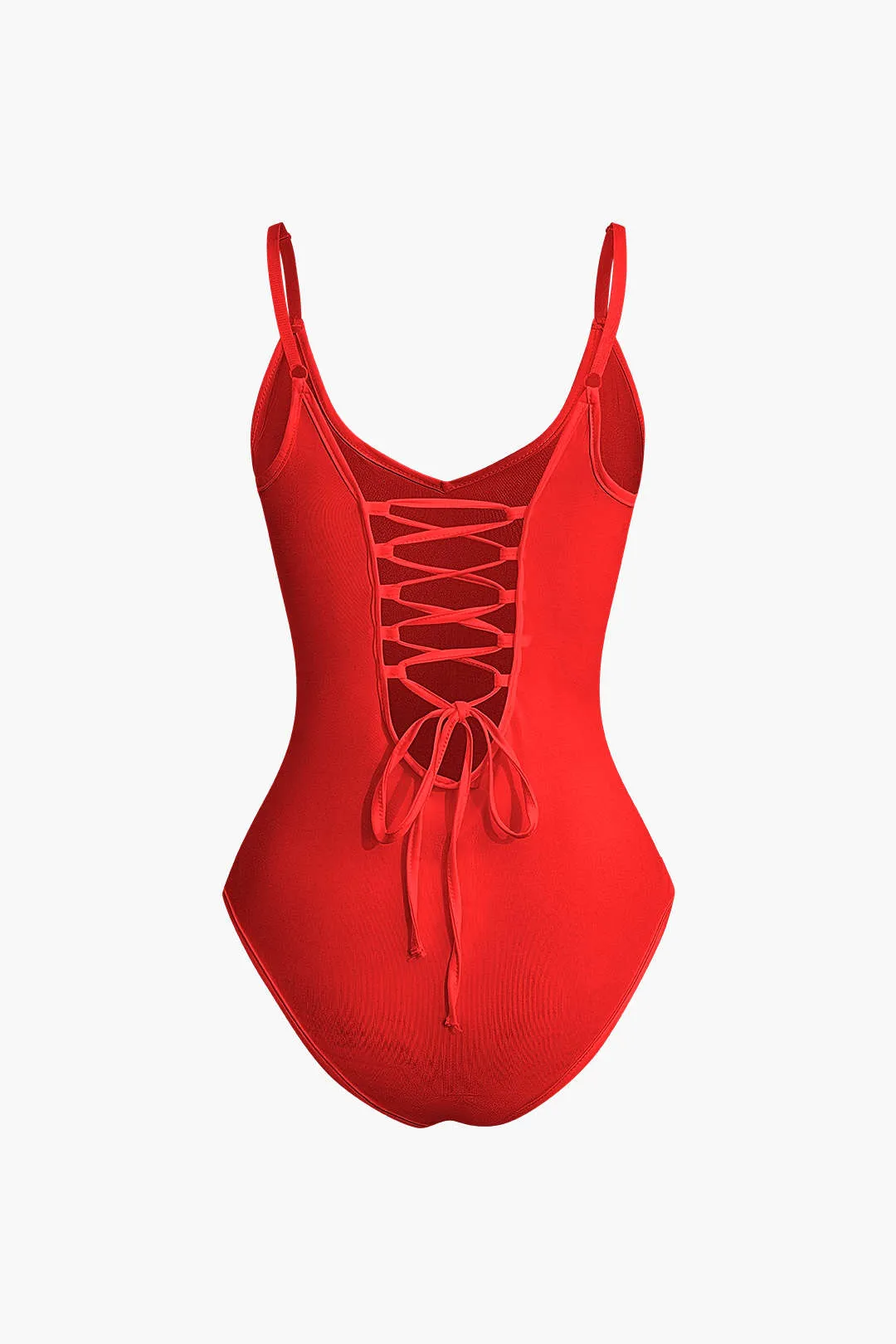 Basic Braided Tie V-neck Cami Bodysuit