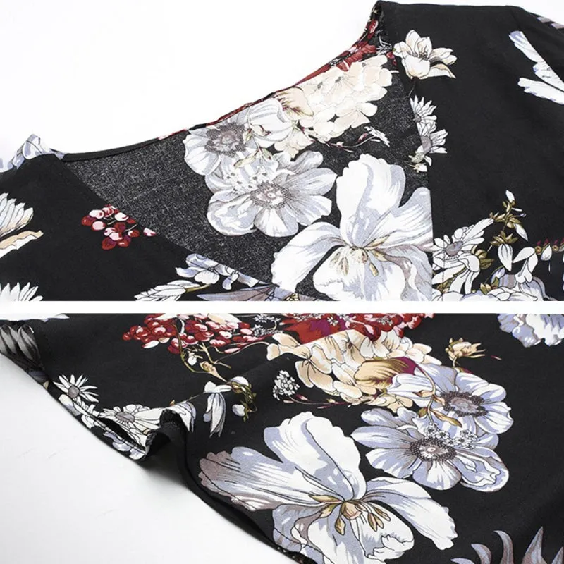 Beach Boho Floral Print with Tassel Split Front Maxi Dresses