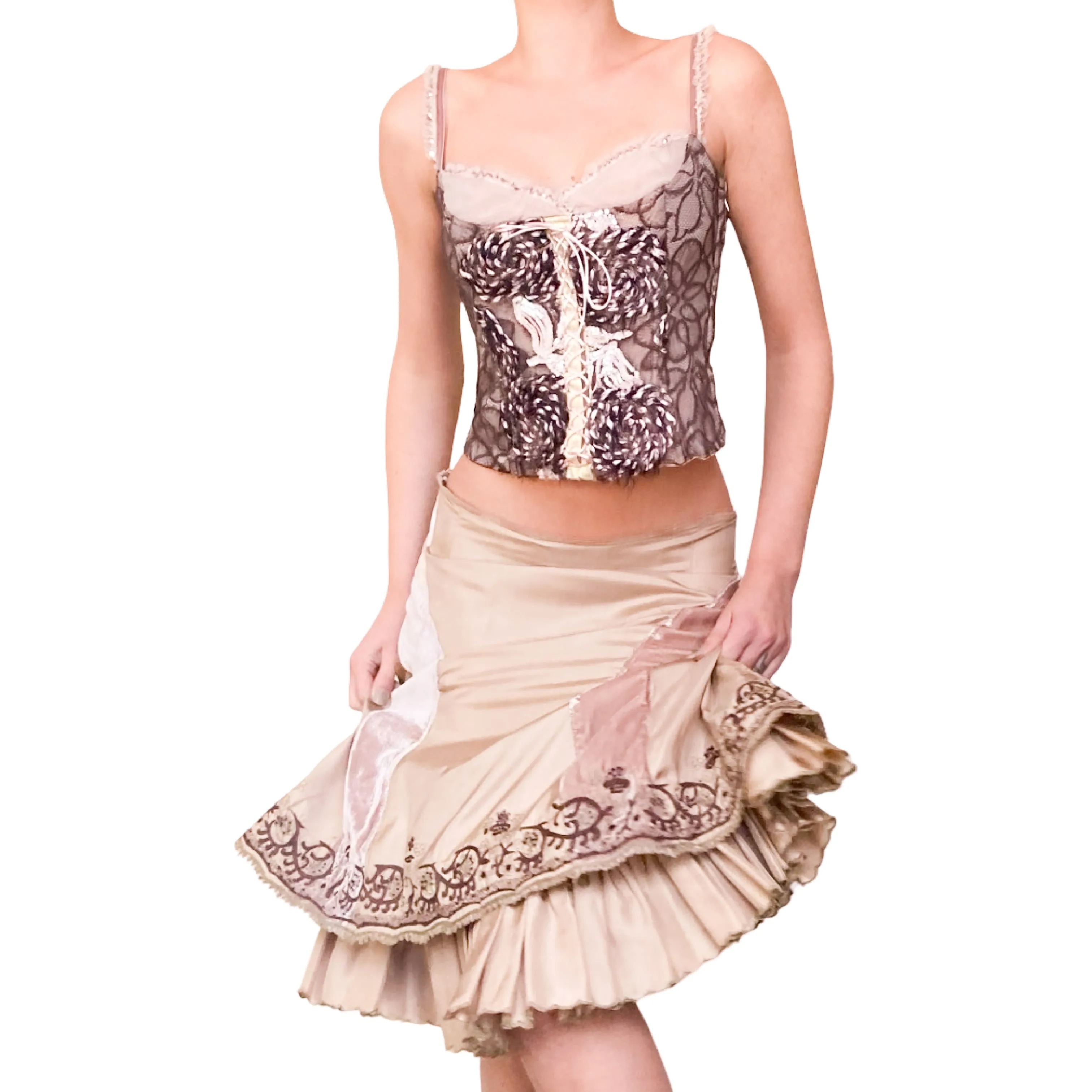 Belgian Luxury Designer 2000s bohème silk skirt