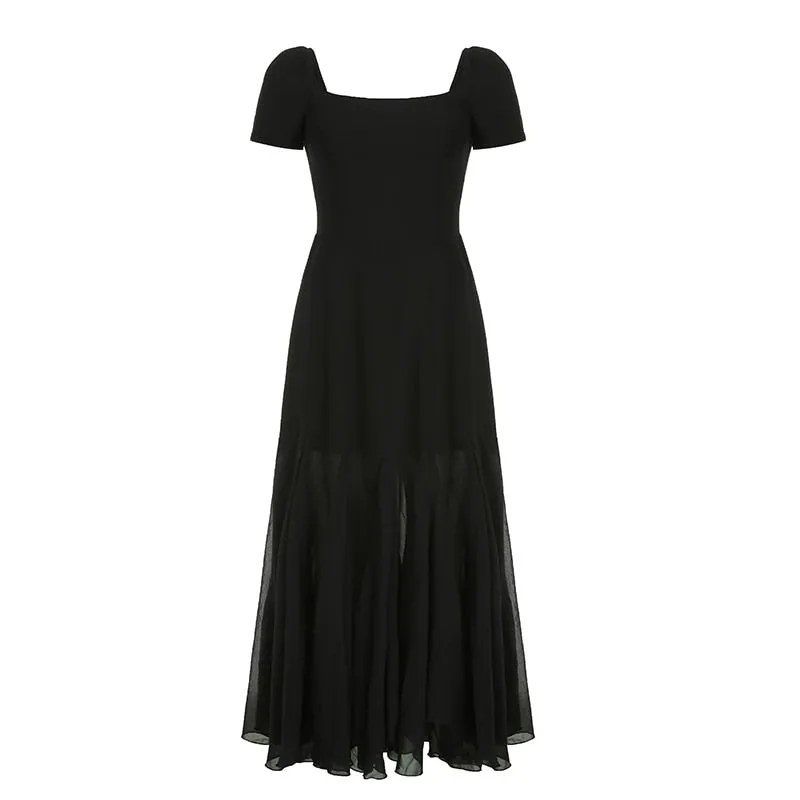 Black Short Sleeve Maxi Dress