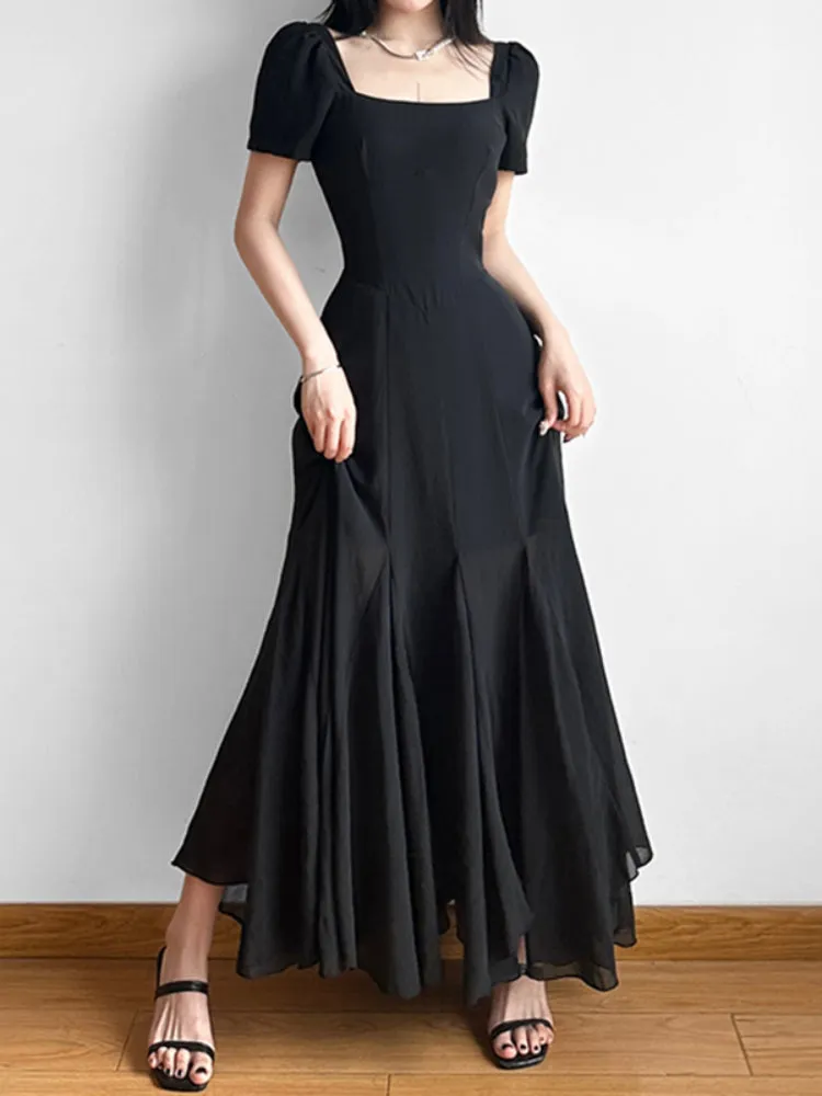 Black Short Sleeve Maxi Dress