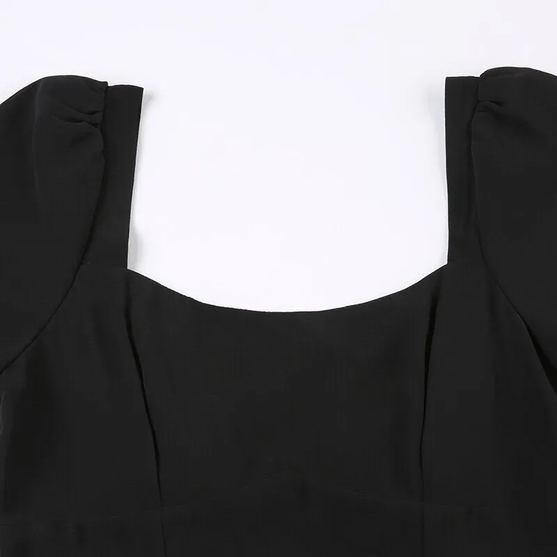 Black Short Sleeve Maxi Dress