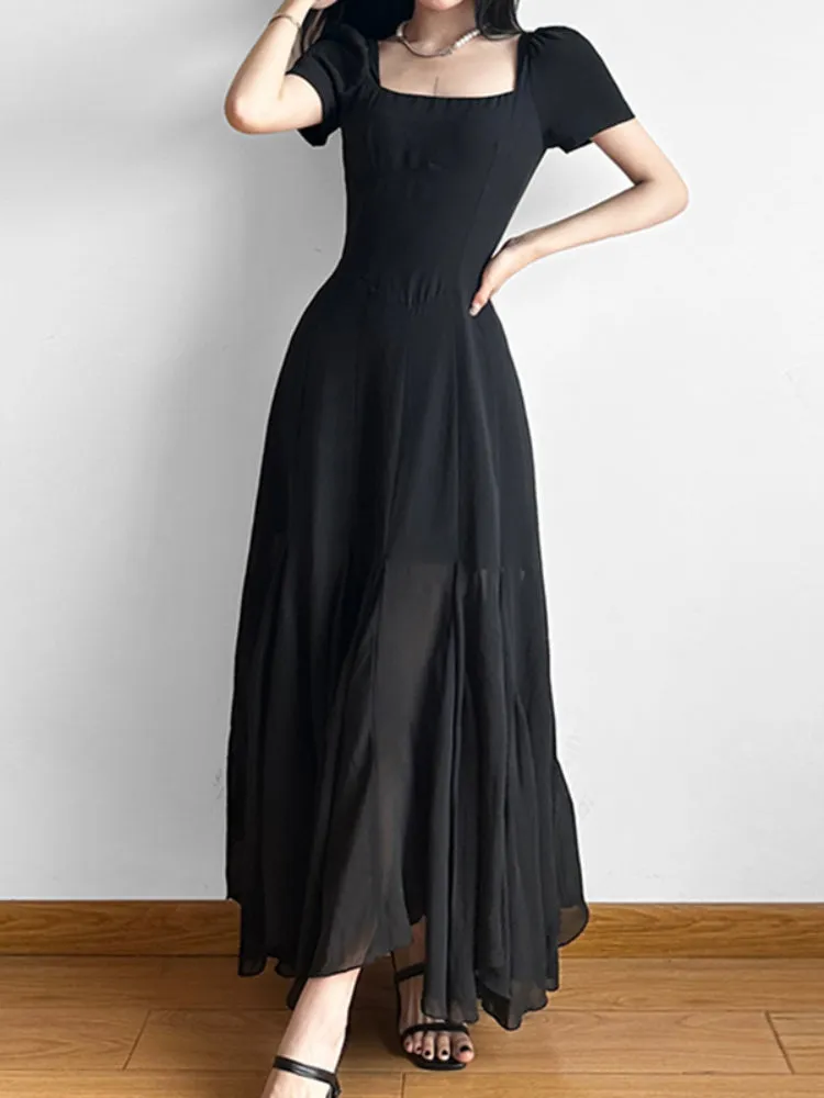 Black Short Sleeve Maxi Dress