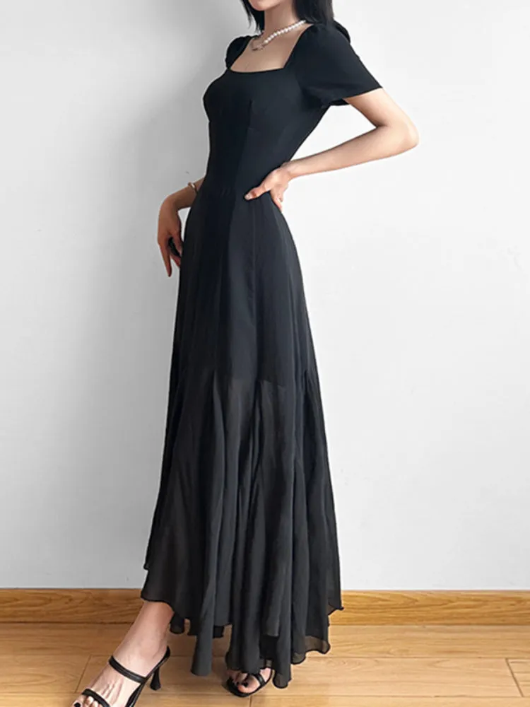 Black Short Sleeve Maxi Dress