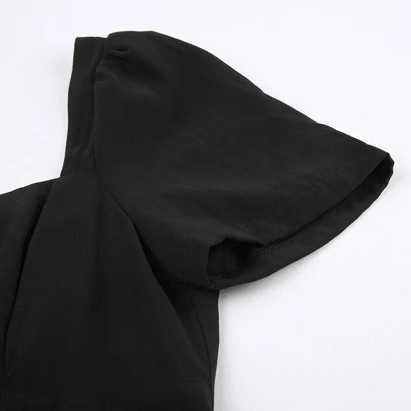 Black Short Sleeve Maxi Dress