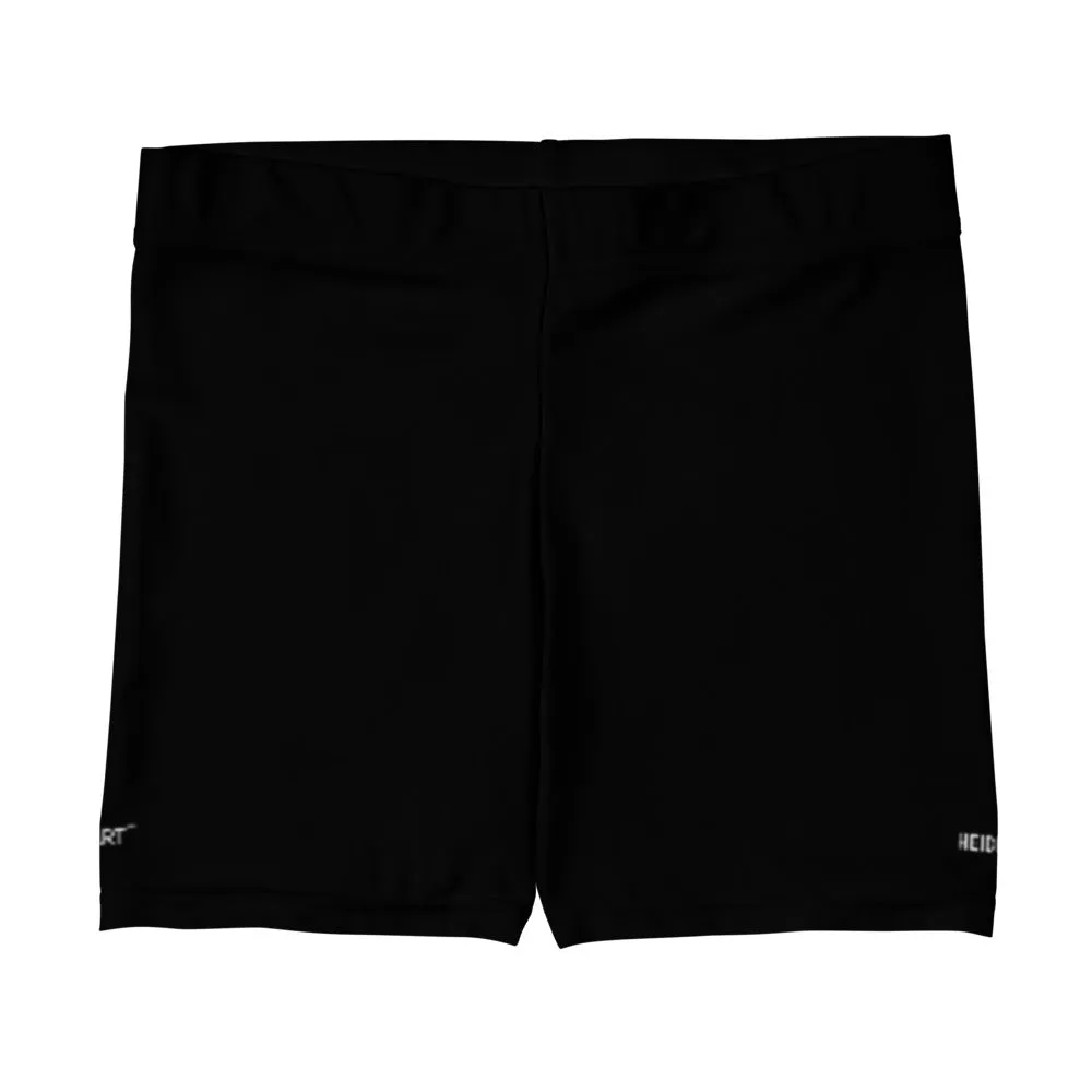 Black Solid Color Shorts, Premium Modern Basic Essential Women's Gym Shorts-Made in USA/EU