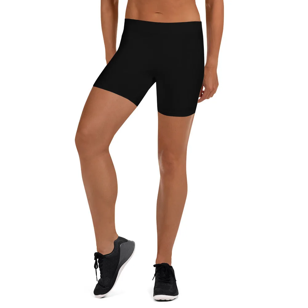 Black Solid Color Shorts, Premium Modern Basic Essential Women's Gym Shorts-Made in USA/EU