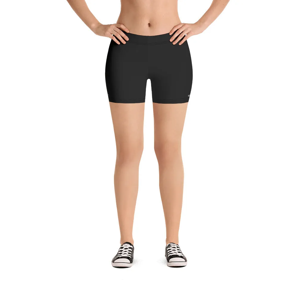 Black Solid Color Shorts, Premium Modern Basic Essential Women's Gym Shorts-Made in USA/EU