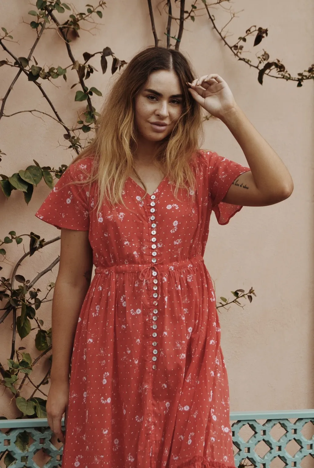 DULCIE DRESS RED COSMOS FLORAL