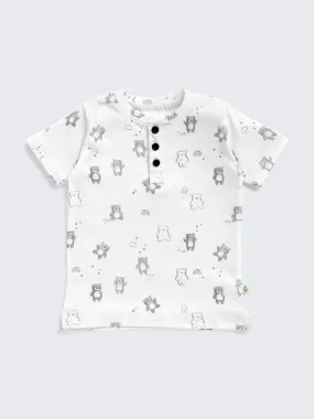 Eebabee Newborn Teddy Print Henley Tee