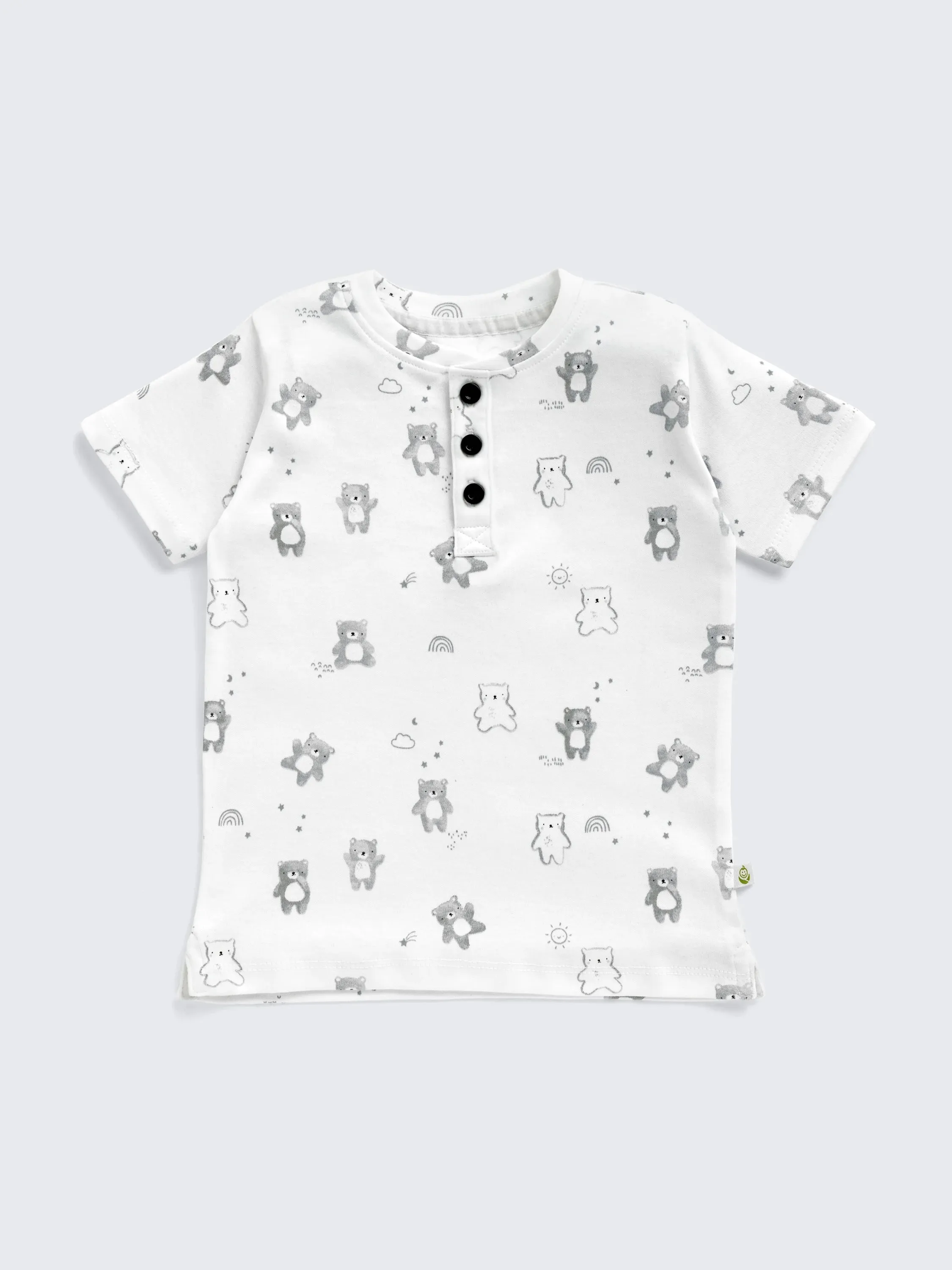 Eebabee Newborn Teddy Print Henley Tee