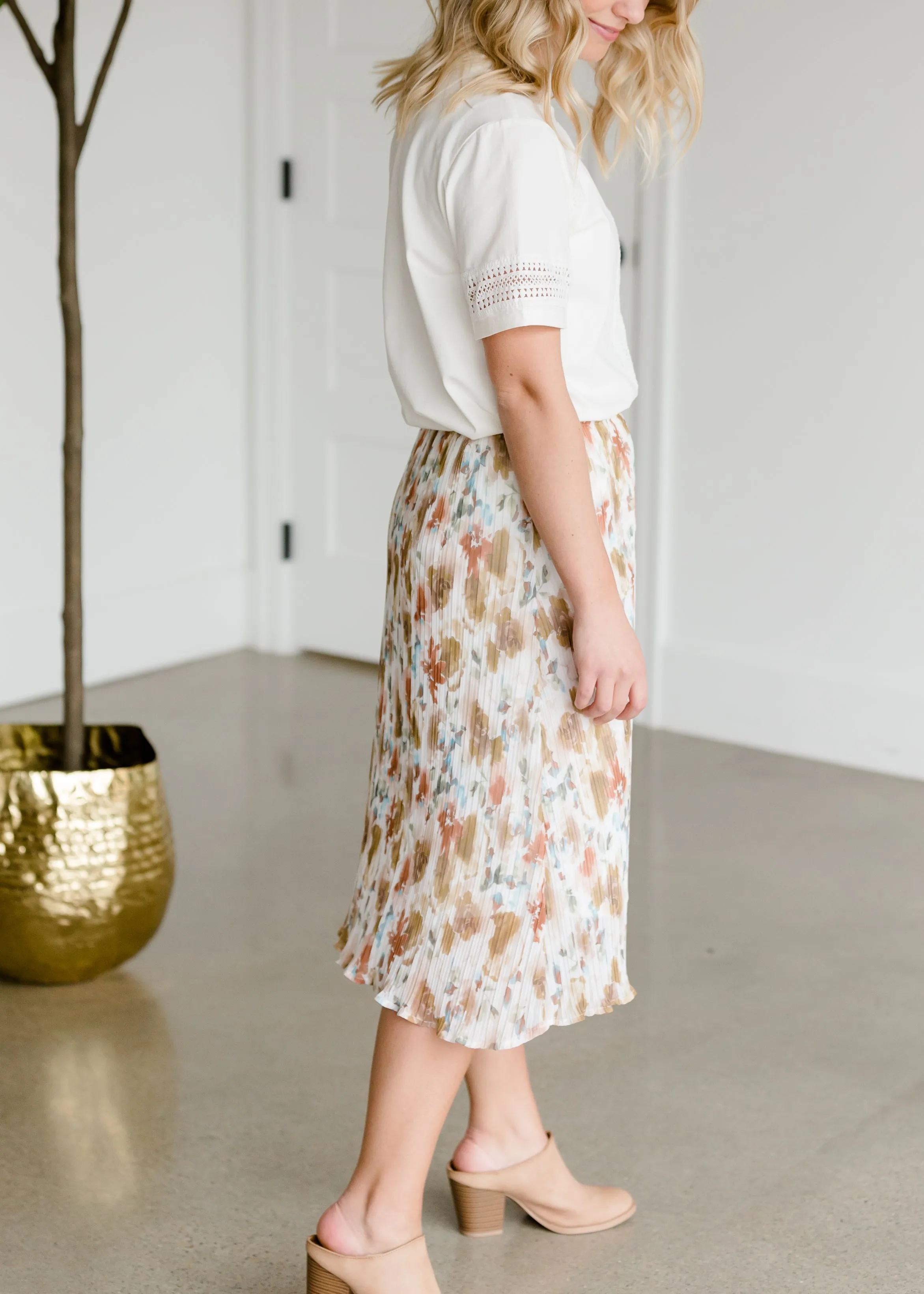 Floral Pleated Midi Skirt - FINAL SALE
