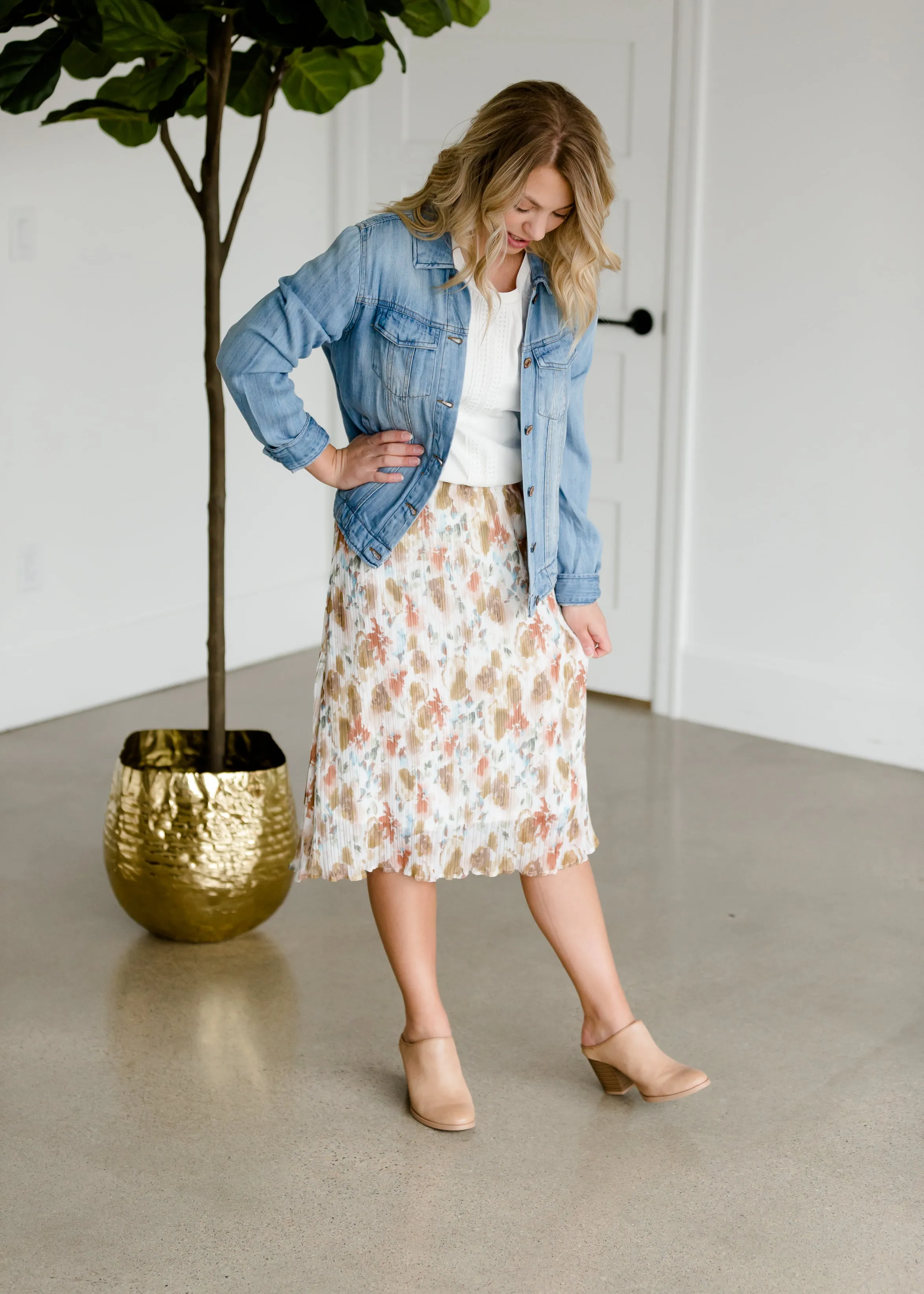 Floral Pleated Midi Skirt - FINAL SALE