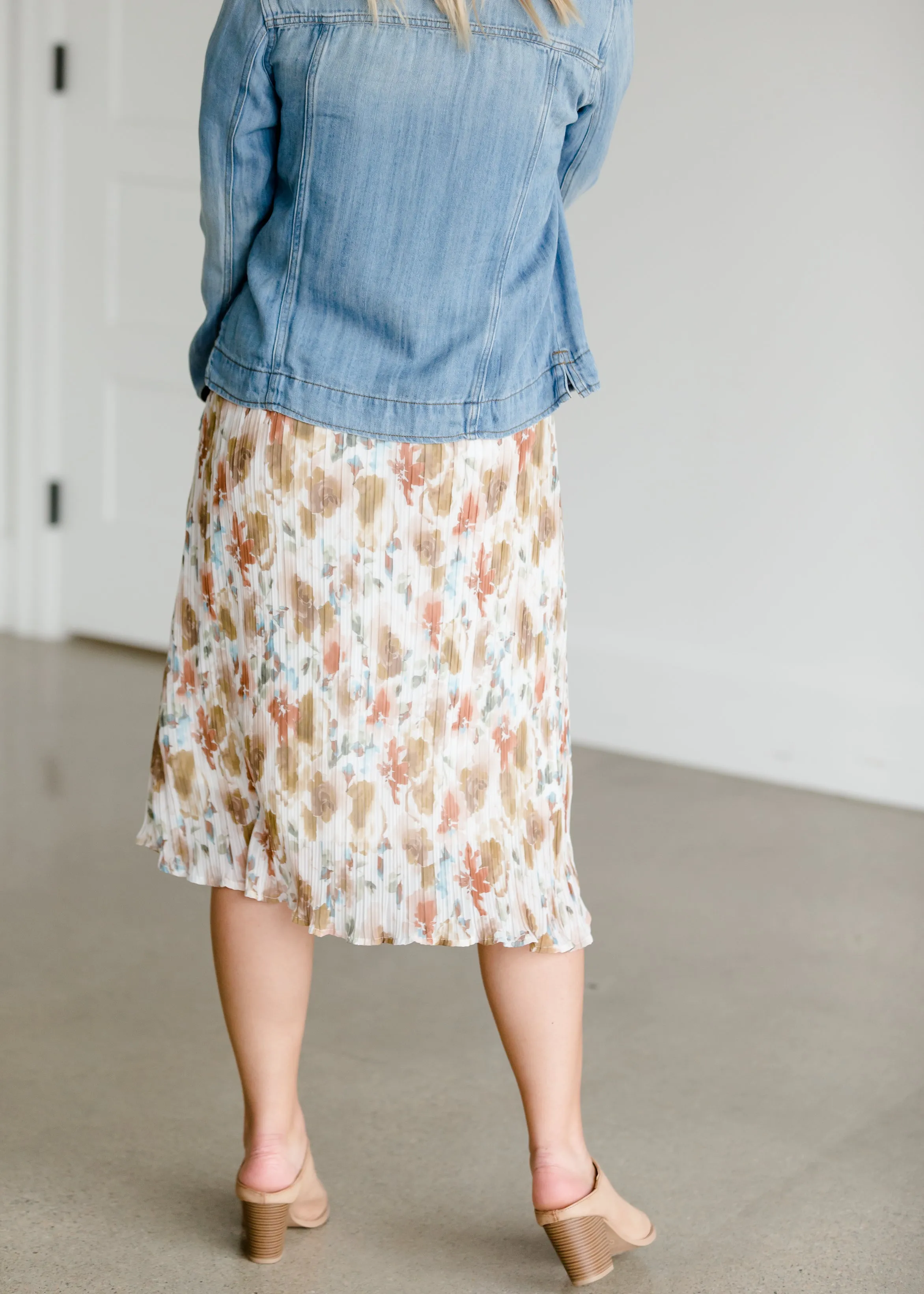 Floral Pleated Midi Skirt - FINAL SALE