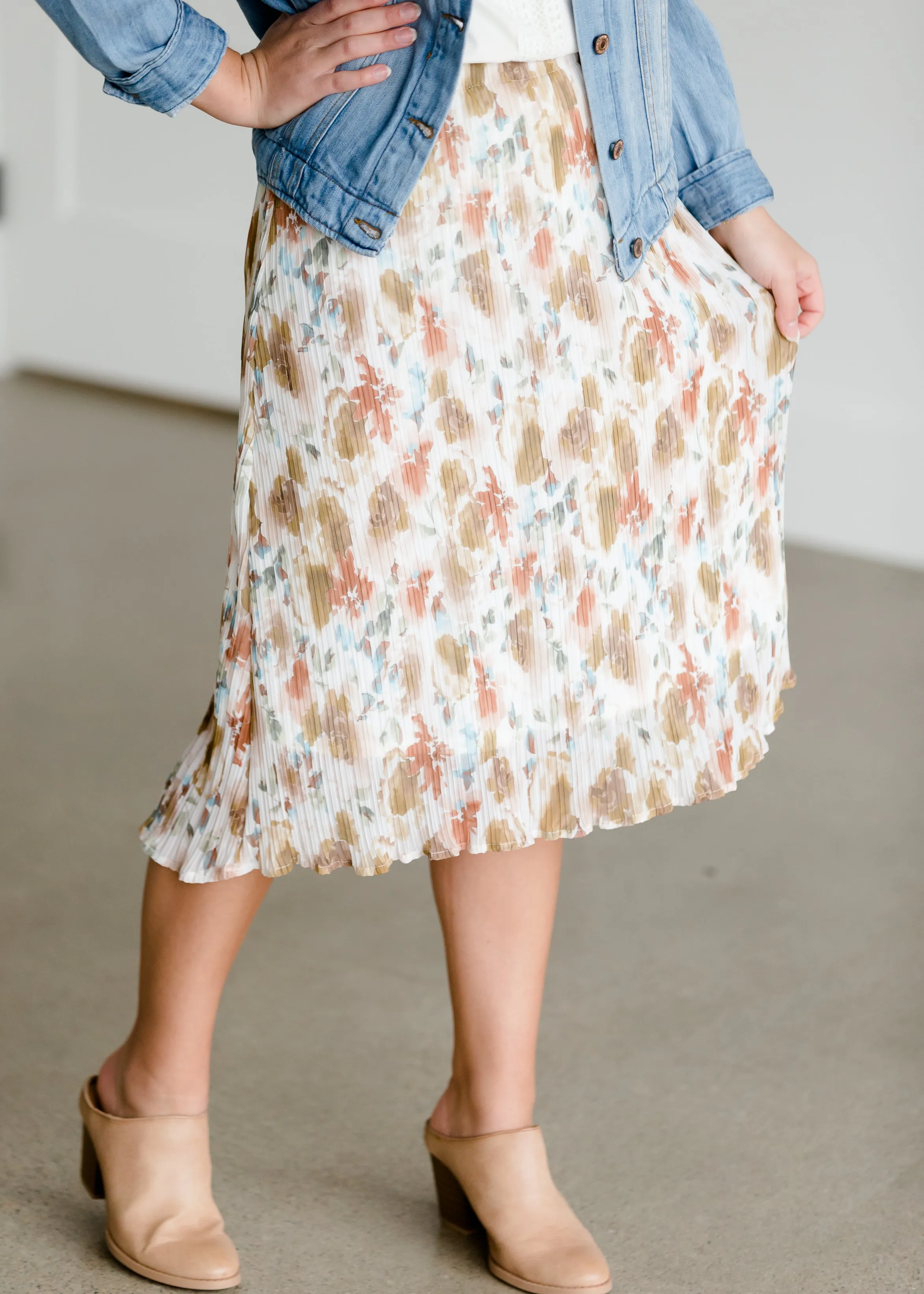 Floral Pleated Midi Skirt - FINAL SALE