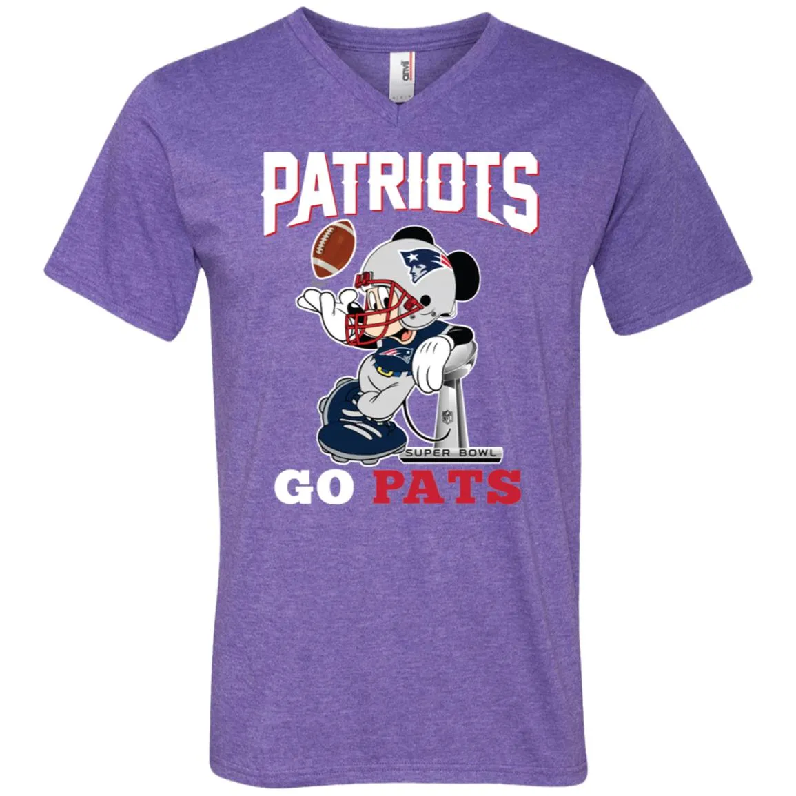 Go Pats - New England Patriots Super Bowl 2019 Mickey Mouse Football Nfl Men V-Neck T-Shirt