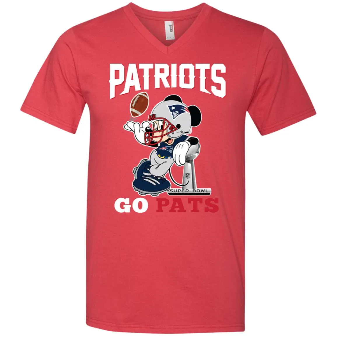Go Pats - New England Patriots Super Bowl 2019 Mickey Mouse Football Nfl Men V-Neck T-Shirt