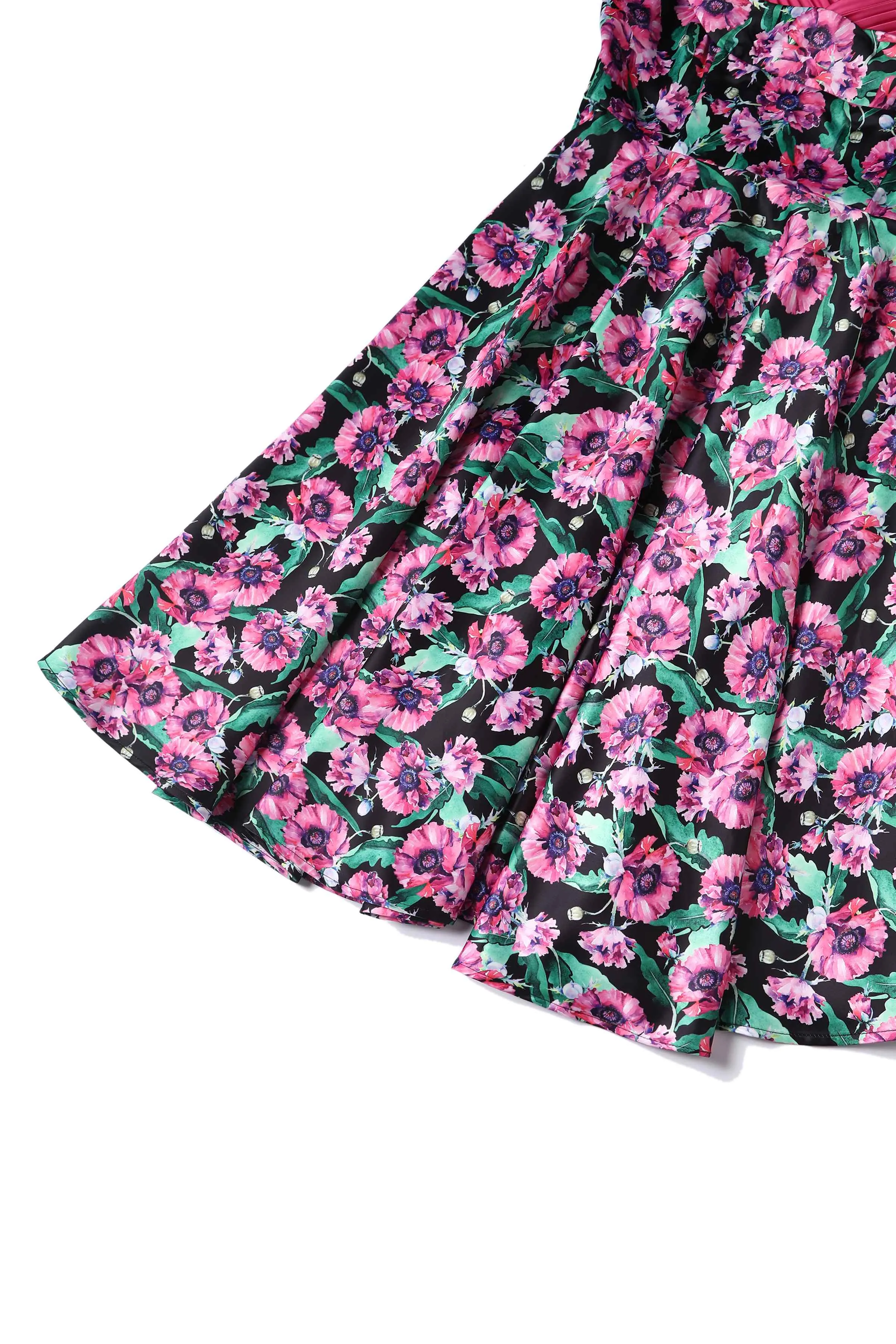 Grace Purple Poppy Pleated Bust Dress