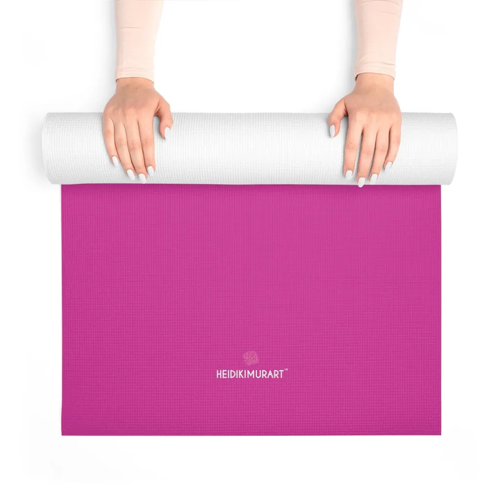 Hot Pink Foam Yoga Mat, Solid Hot Pink Color Best Lightweight 0.25" thick Mat - Printed in USA (Size: 24″x72")