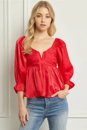 Iridescent Babydoll Top, Red