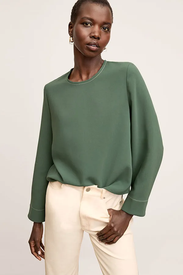 Jules Top - Everyday Crepe :: Dusty Pine