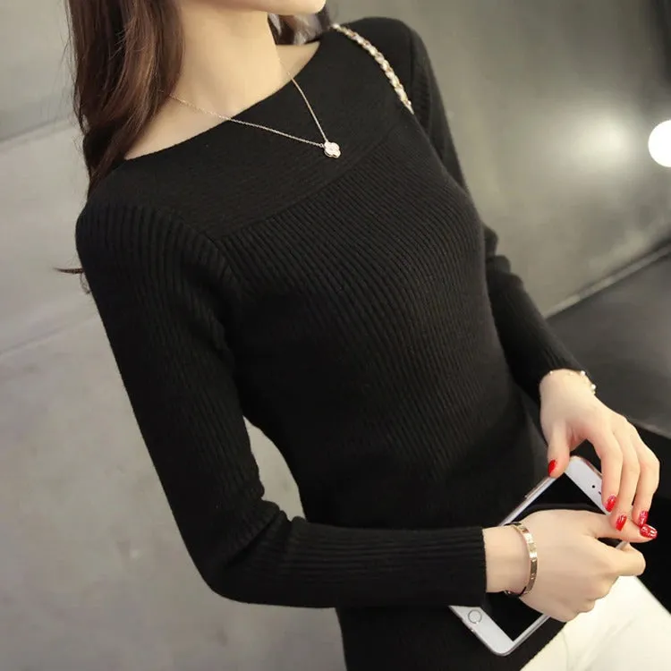 Knitted Slim Fit Long Sleeve Pullover Sweaters
