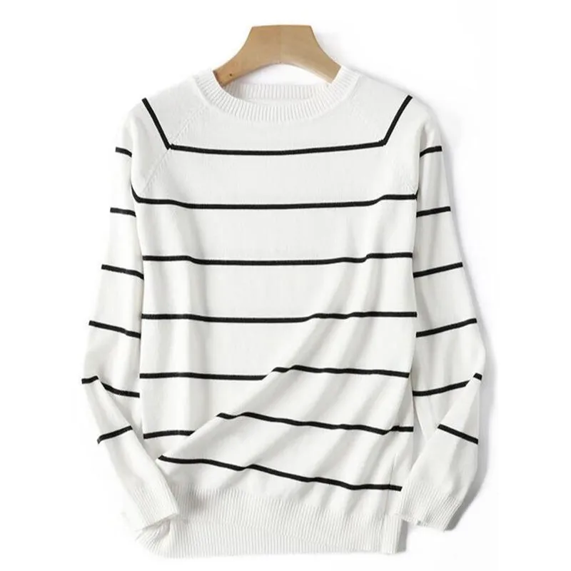 Knitted Striped Long Sleeve Pullover Sweaters