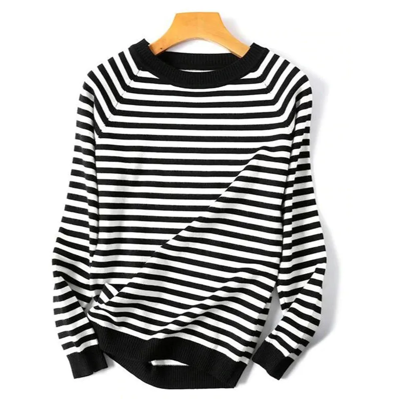 Knitted Striped Long Sleeve Pullover Sweaters