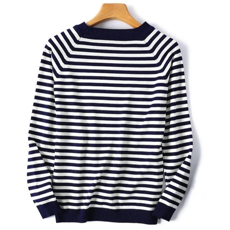 Knitted Striped Long Sleeve Pullover Sweaters