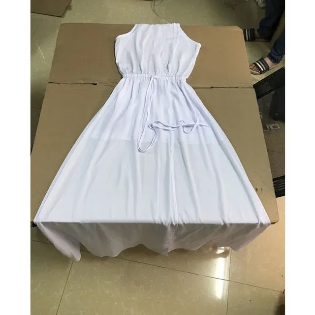 Long High Split Boho Beach Dress Tunic Maxi Dress Women Evening Party Dress