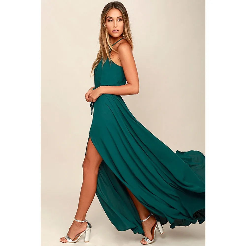 Long High Split Boho Beach Dress Tunic Maxi Dress Women Evening Party Dress