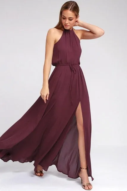 Long High Split Boho Beach Dress Tunic Maxi Dress Women Evening Party Dress