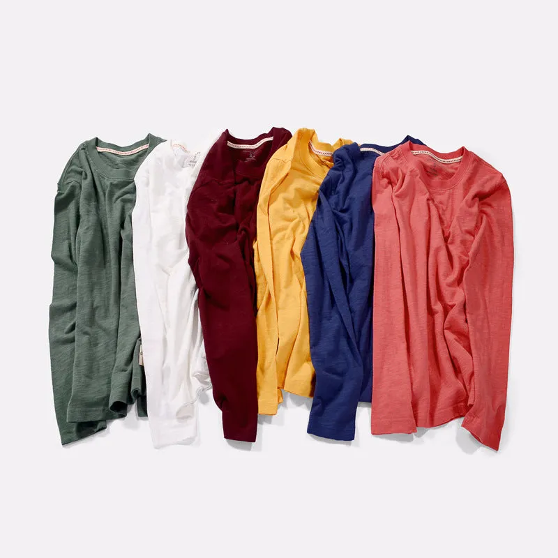 Loookus - 2025 Long-sleeved Bamboo Cotton T-shirt with a solid color
