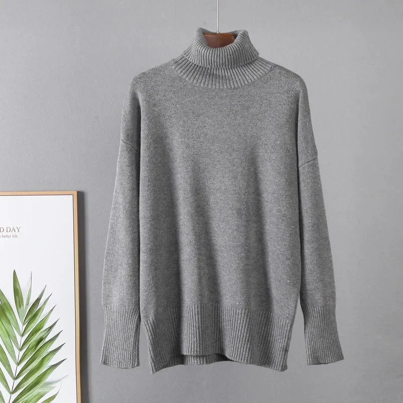 Loose-Fitting Knitted Turtleneck Long Sleeve Pullover Winter Sweaters