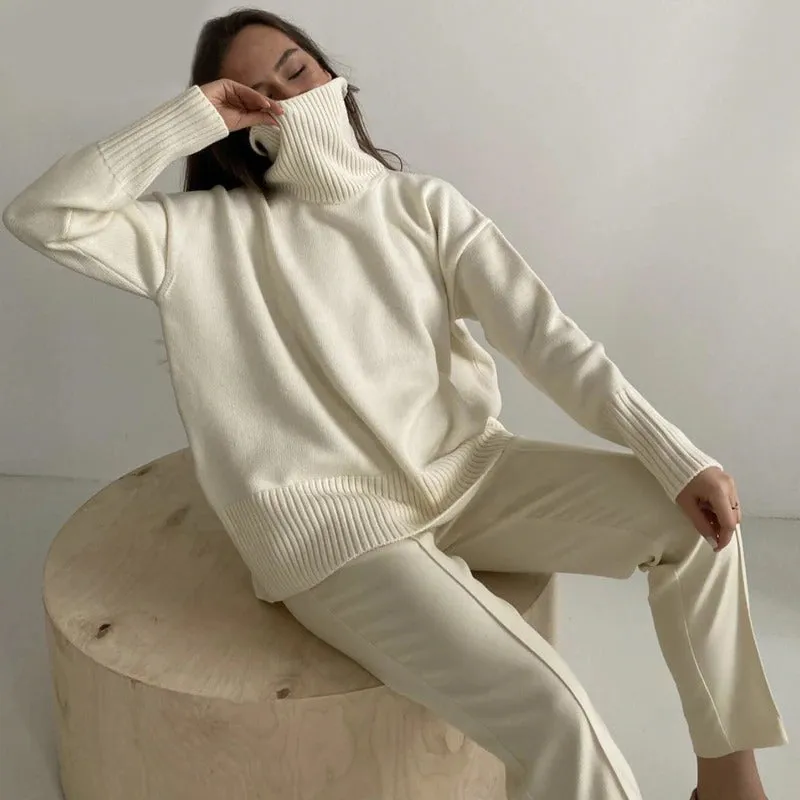 Loose Knitted Turtleneck Long Sleeve Pullover Winter Sweaters