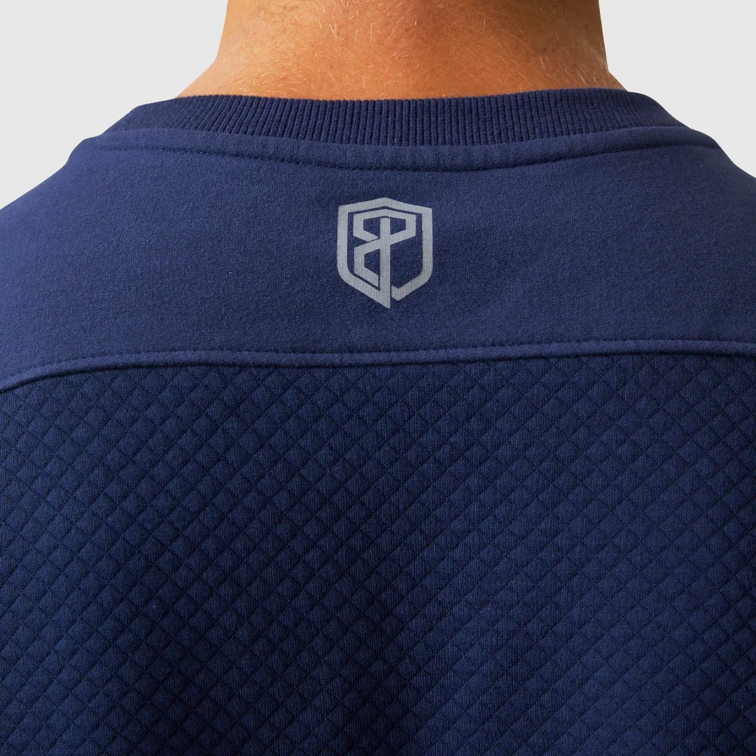Male Waffle Crewneck Pullover (Dark Navy)