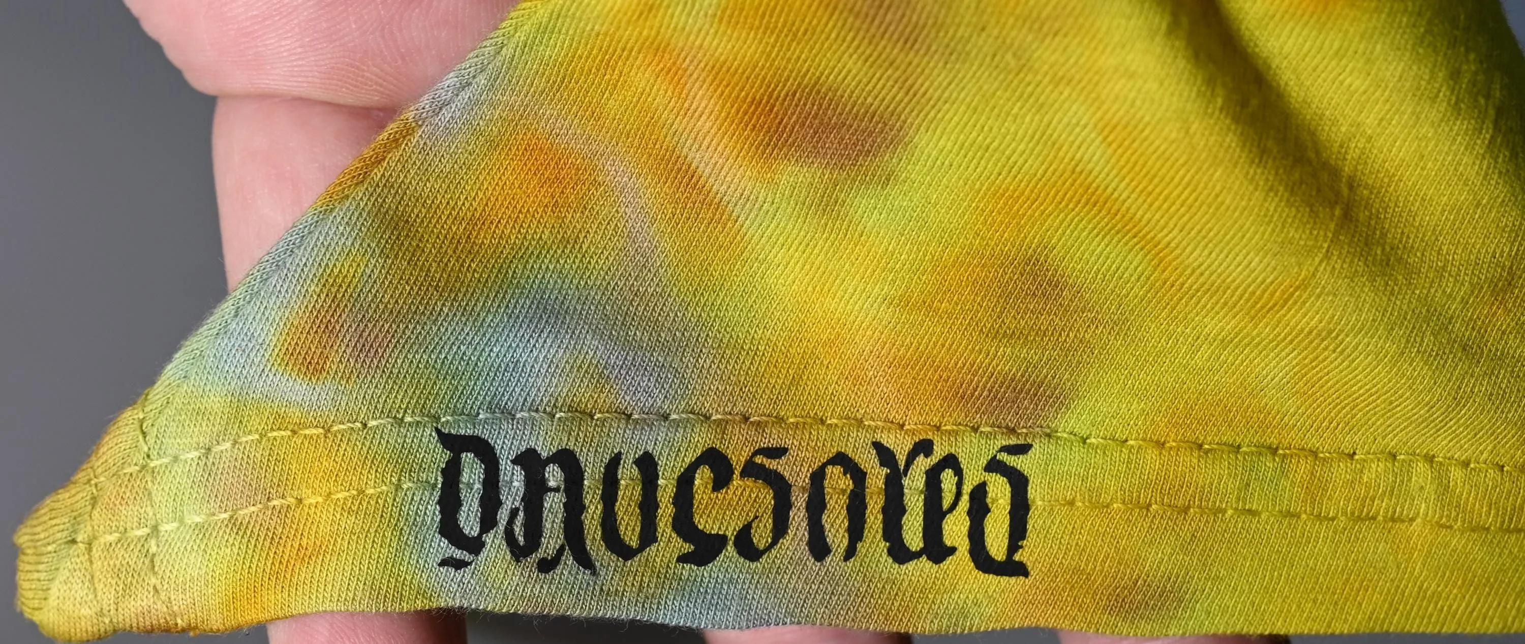Medium Geode/Cosmic Egg Experiment Ice Dye Tie Dye on a Dharma Trading Company Asymmetric Cotton Tunic - Short Sleeve