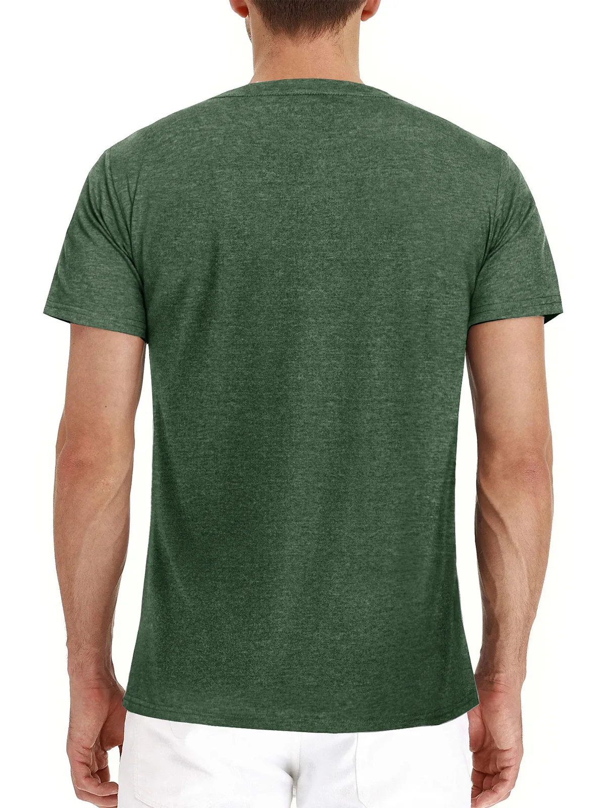 Men's Cotton Henley Collar Solid Color Casual Short Sleeve T-Shirt