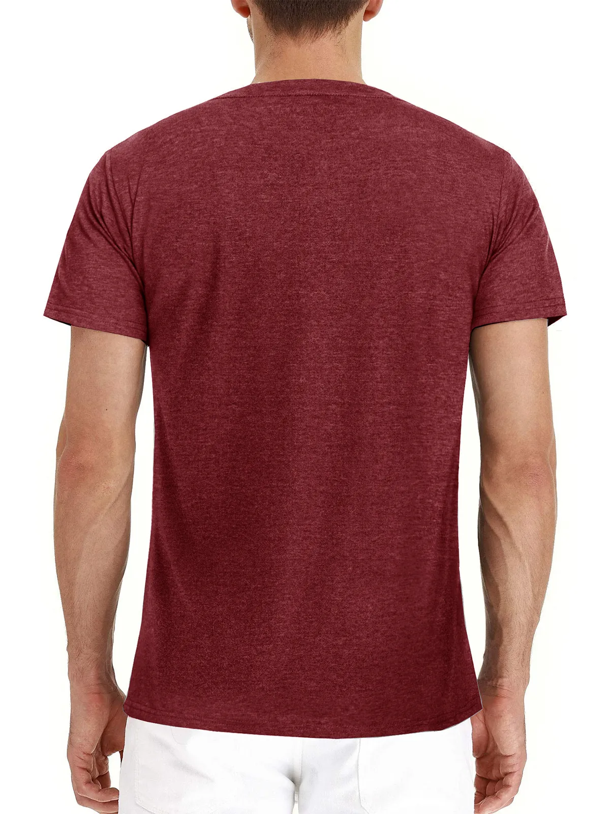 Men's Summer Solid Color Cotton Casual Henley Collar Short Sleeve T-Shirt