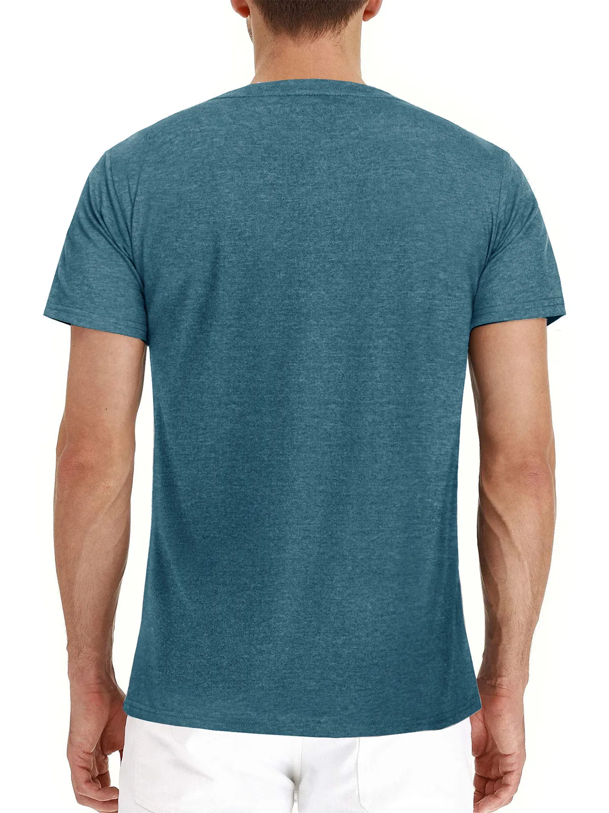 Men's Summer Solid Color Cotton Casual Henley Collar Short Sleeve T-Shirt
