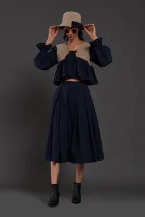 Navy Blue & Beige Bow Set
