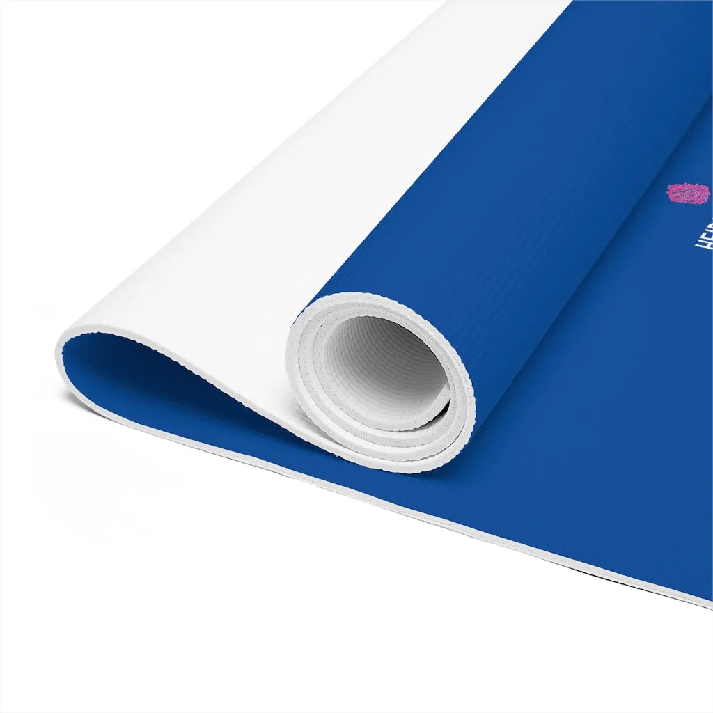 Navy Blue Foam Yoga Mat, Blue Solid Color Best Lightweight 0.25" thick Mat - Printed in USA (Size: 24″x72")