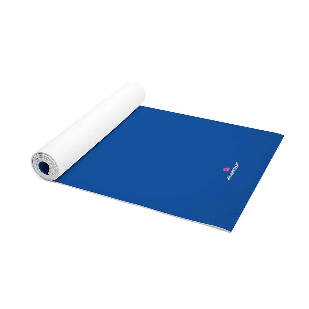 Navy Blue Foam Yoga Mat, Blue Solid Color Best Lightweight 0.25" thick Mat - Printed in USA (Size: 24″x72")