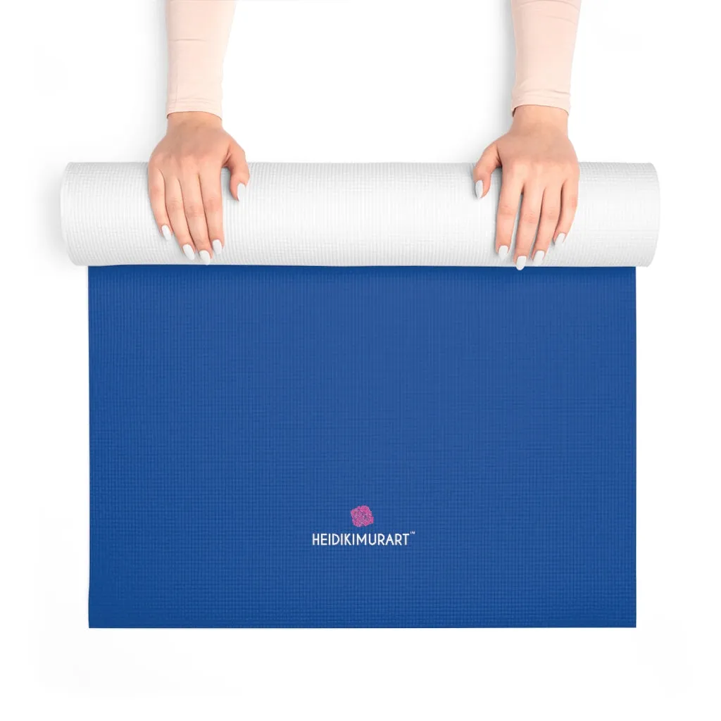 Navy Blue Foam Yoga Mat, Blue Solid Color Best Lightweight 0.25" thick Mat - Printed in USA (Size: 24″x72")