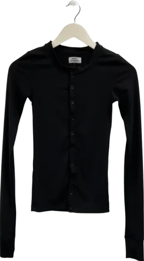 Nicki studios Black Long-sleeved Henley Shirt UK XS