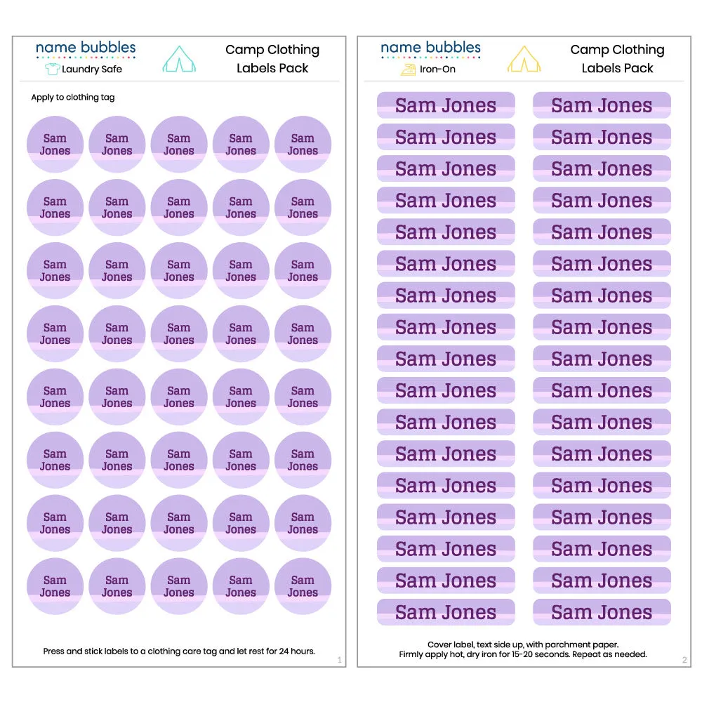 Ombre Camp Clothing Labels Pack